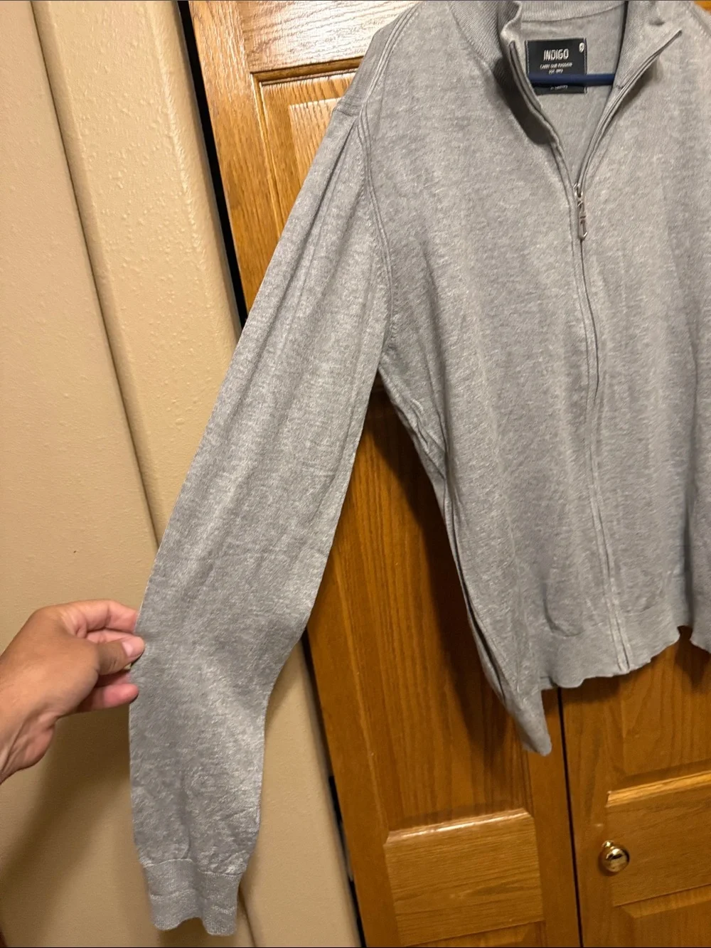 Indigo Men’s Cardigan Gray Full-Zip Sweater-XL